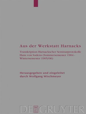 cover image of Aus der Werkstatt Harnacks